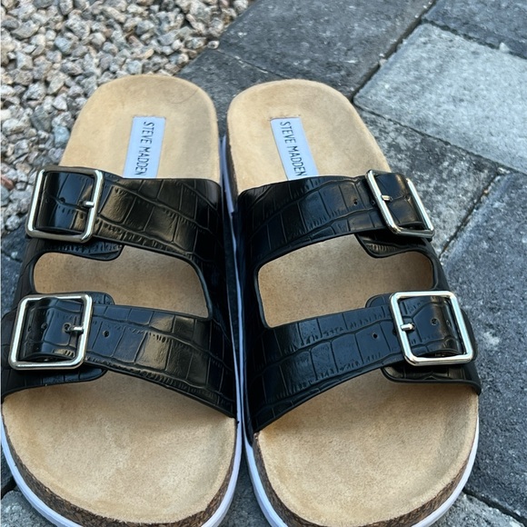 Steve Madden Croc Embossed Flat Sandals Size 10 - Picture 5 of 6